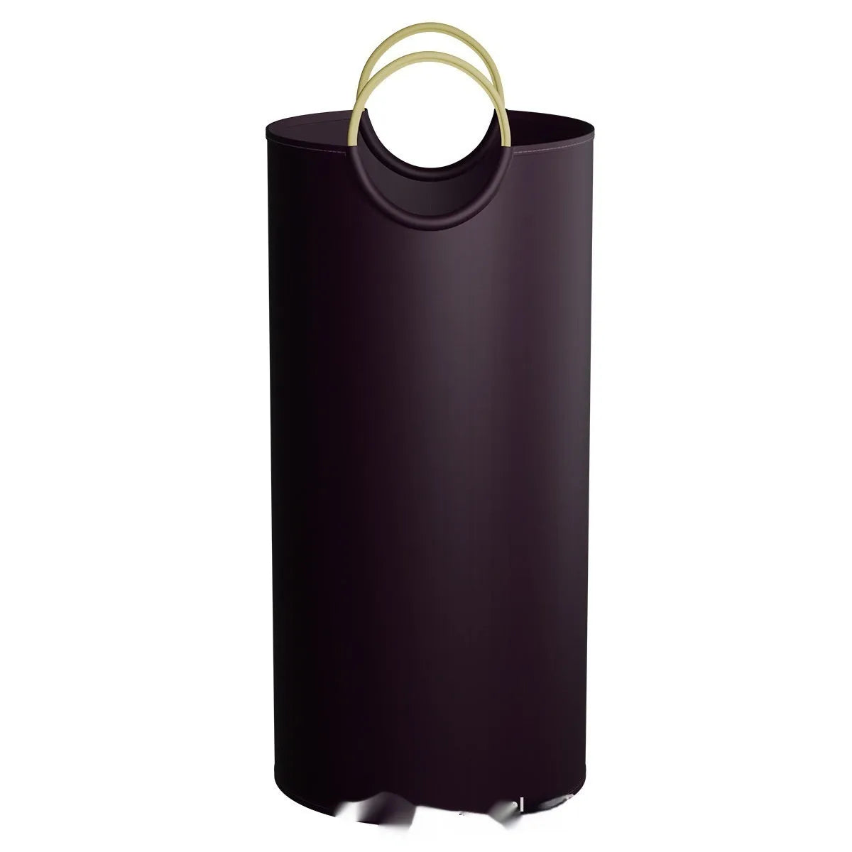 Round portable polypropylene trash can with a removable plastic liner bag.