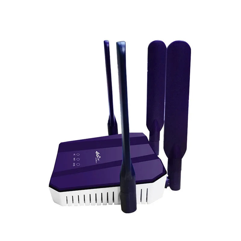 Blue 4G and wired dual-mode router with four adjustable external antennas
