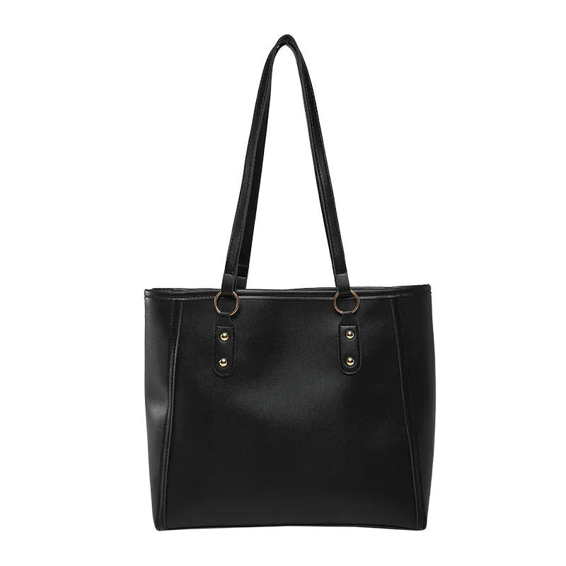 Korean style shoulder underarm bag in PU leather with sandwich pocket design, horizontal square shape
