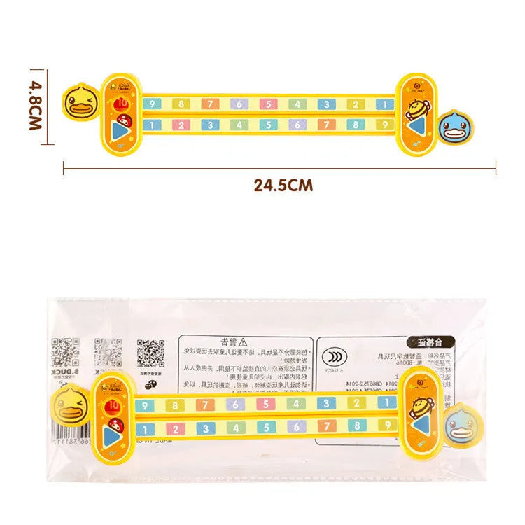 Yellow plastic children's digital decomposition ruler for maths learning, 24.5cm long