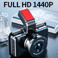 3-inch screen dual lens car dashboard camera DVR with front and rear cameras on a car dashboard.