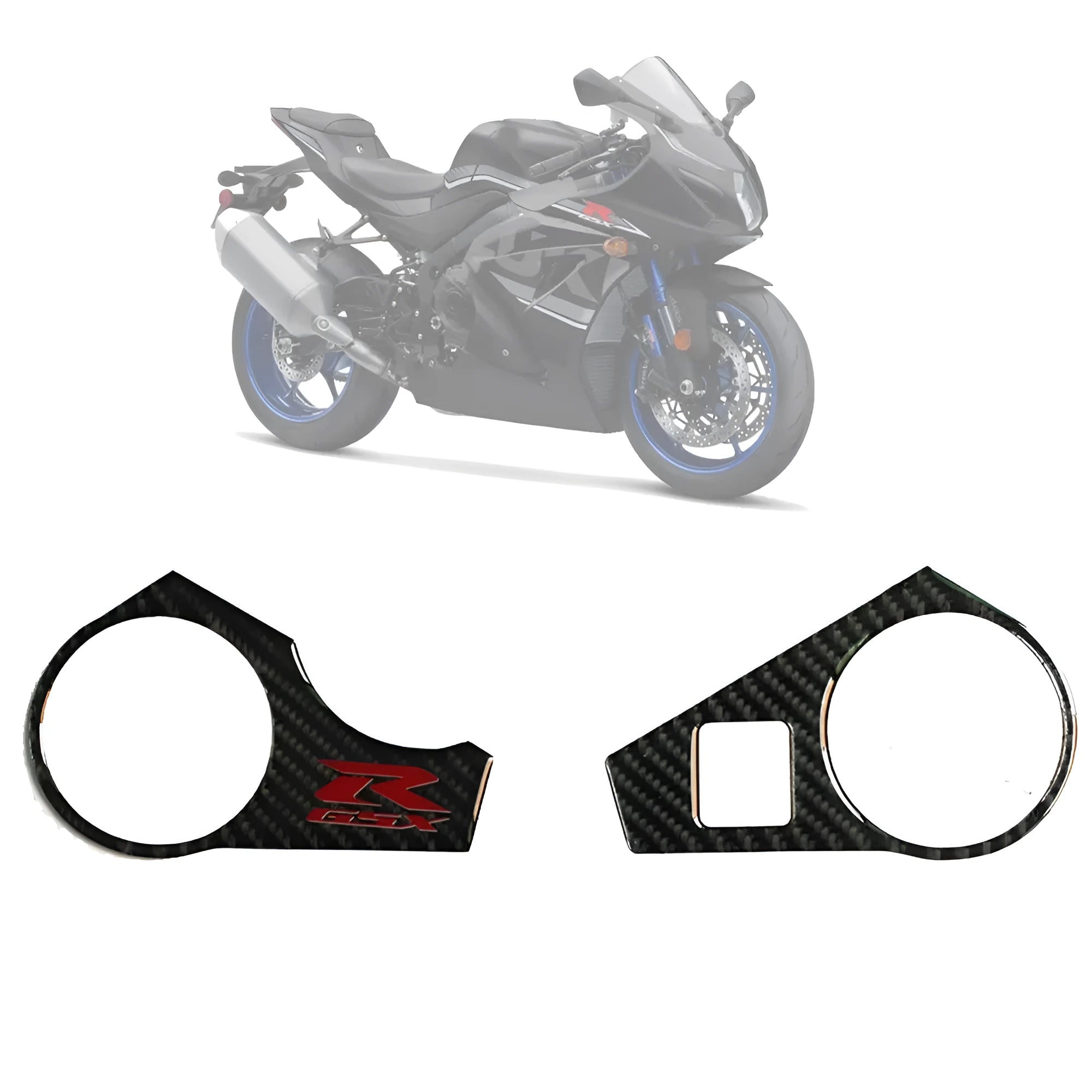 Black carbon fibre adhesive sticker for SUZUKI GSXR1000 L1 motorcycle upper connective plate, 2009-2016 models