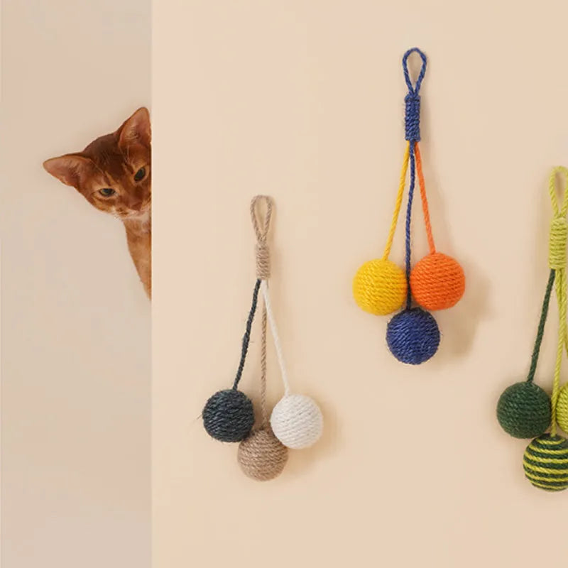 Multi-colour cat teaser wand set with bite-resistant catnip balls and feather attachments