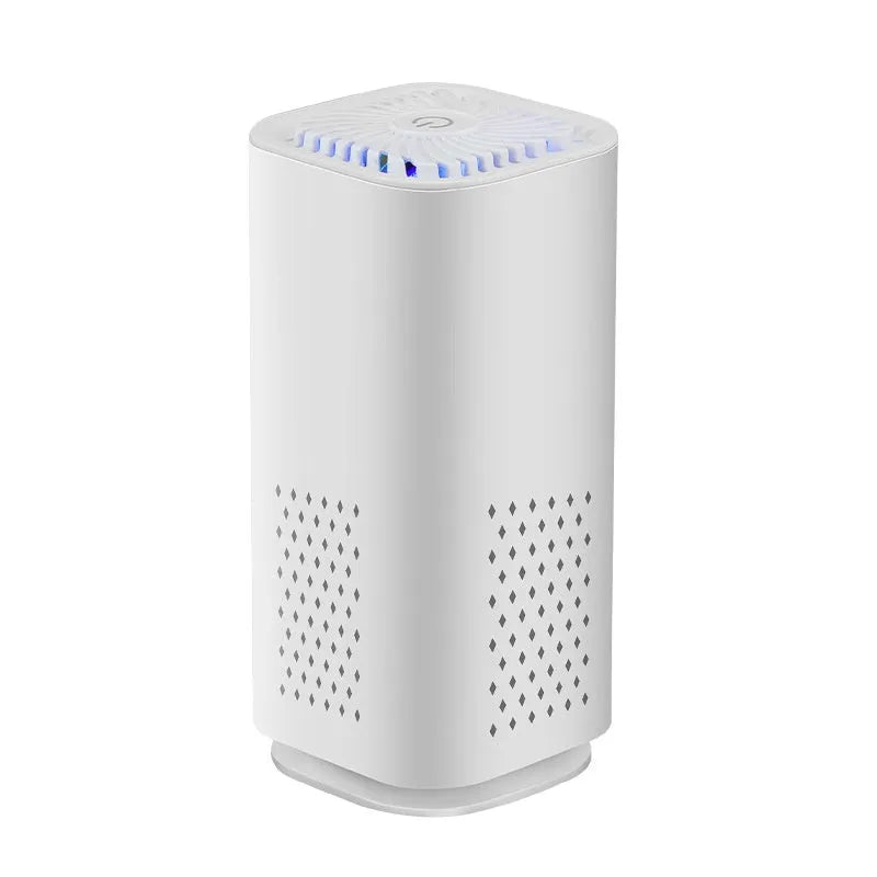 Mini USB car and home air purifier in white or black colour for spaces under 10 square metres