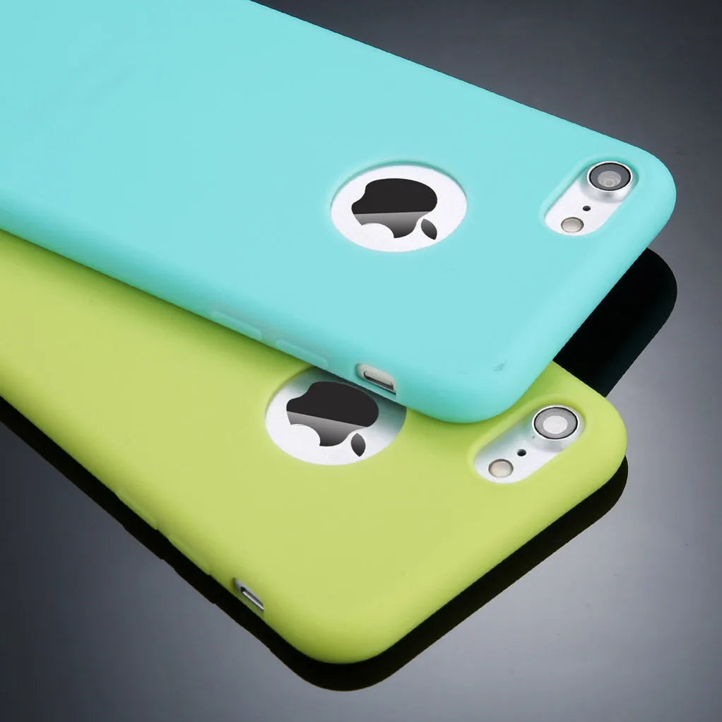 Candy colour soft silicon TPU iPhone case showing protection from scratches and shock