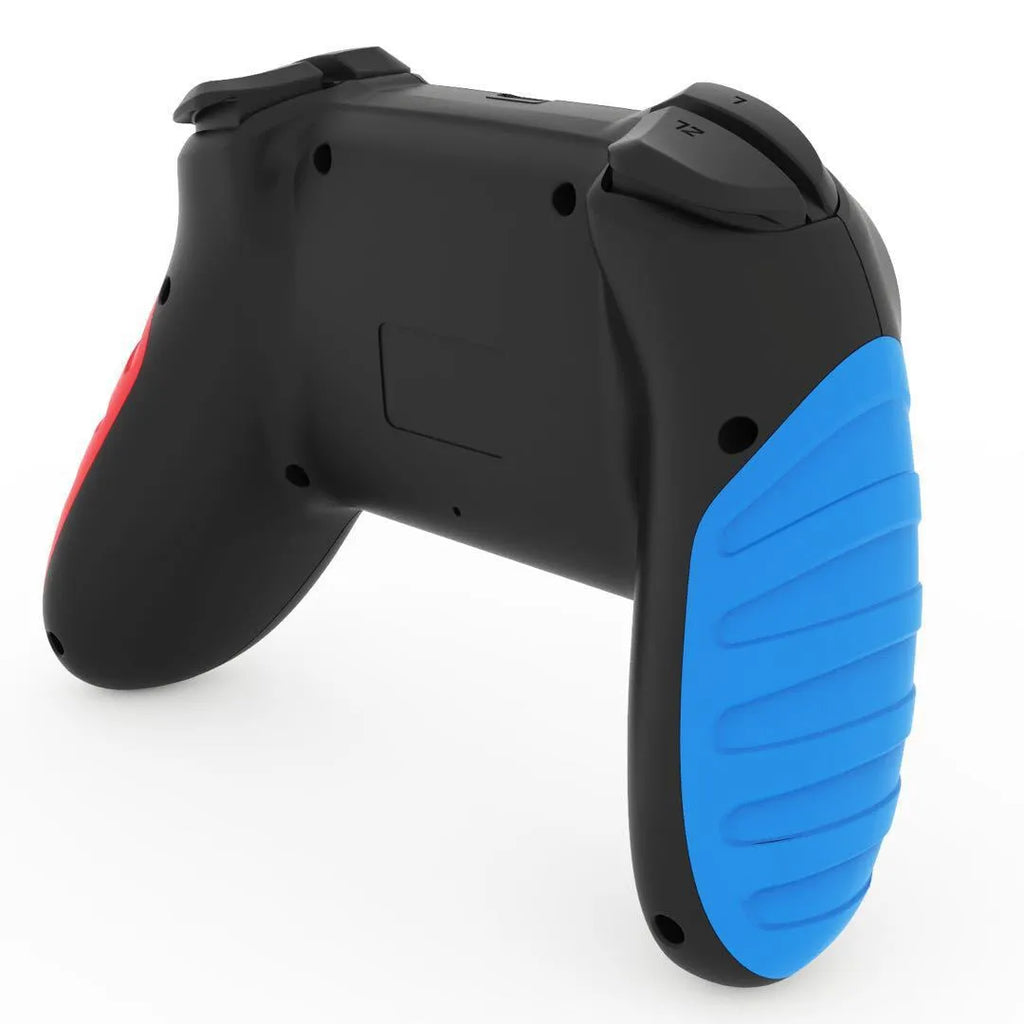 Red and blue wireless Bluetooth gamepad for Nintendo Switch and PC on a table