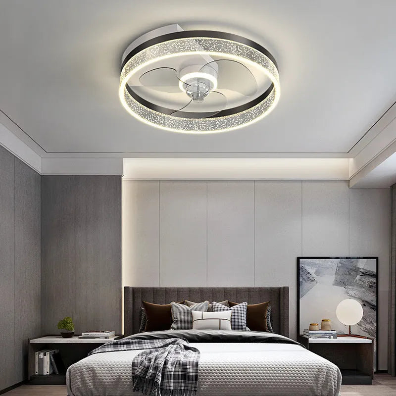 Modern Nordic children's room ceiling lamp with fan in iron construction, LED light source