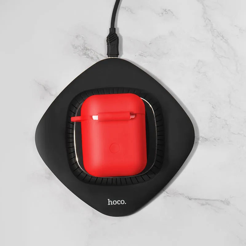 Black compatible silicone headphone case for AirPods with wireless charging support