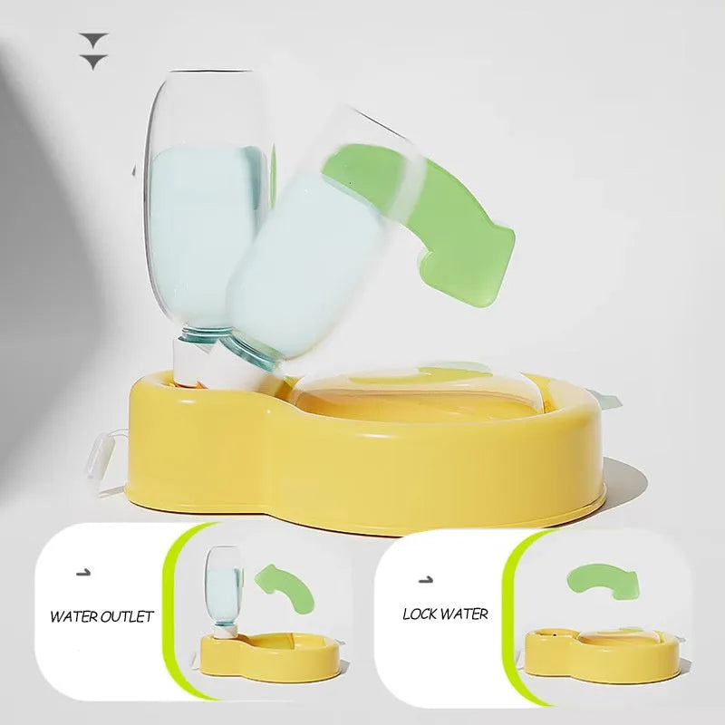 Orange leak-proof dog travel water bottle with integrated pull-out drinking bowl