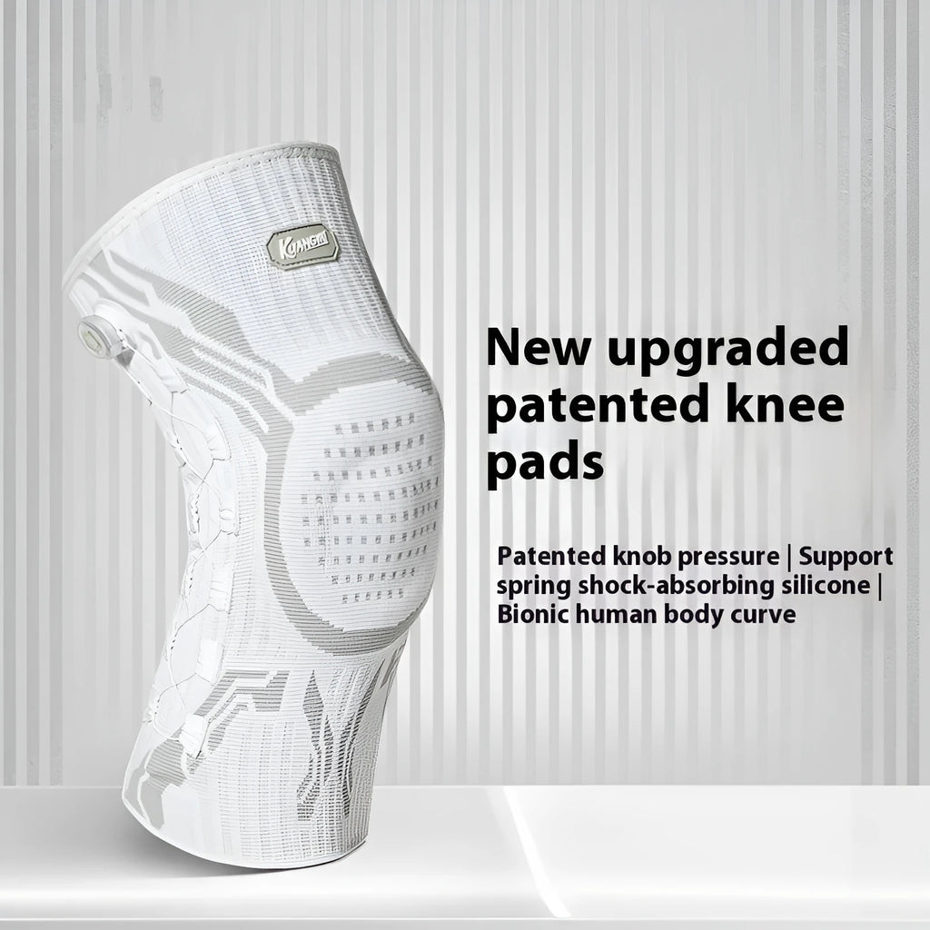 Grey and white professional sports knee pad for basketball, football, running