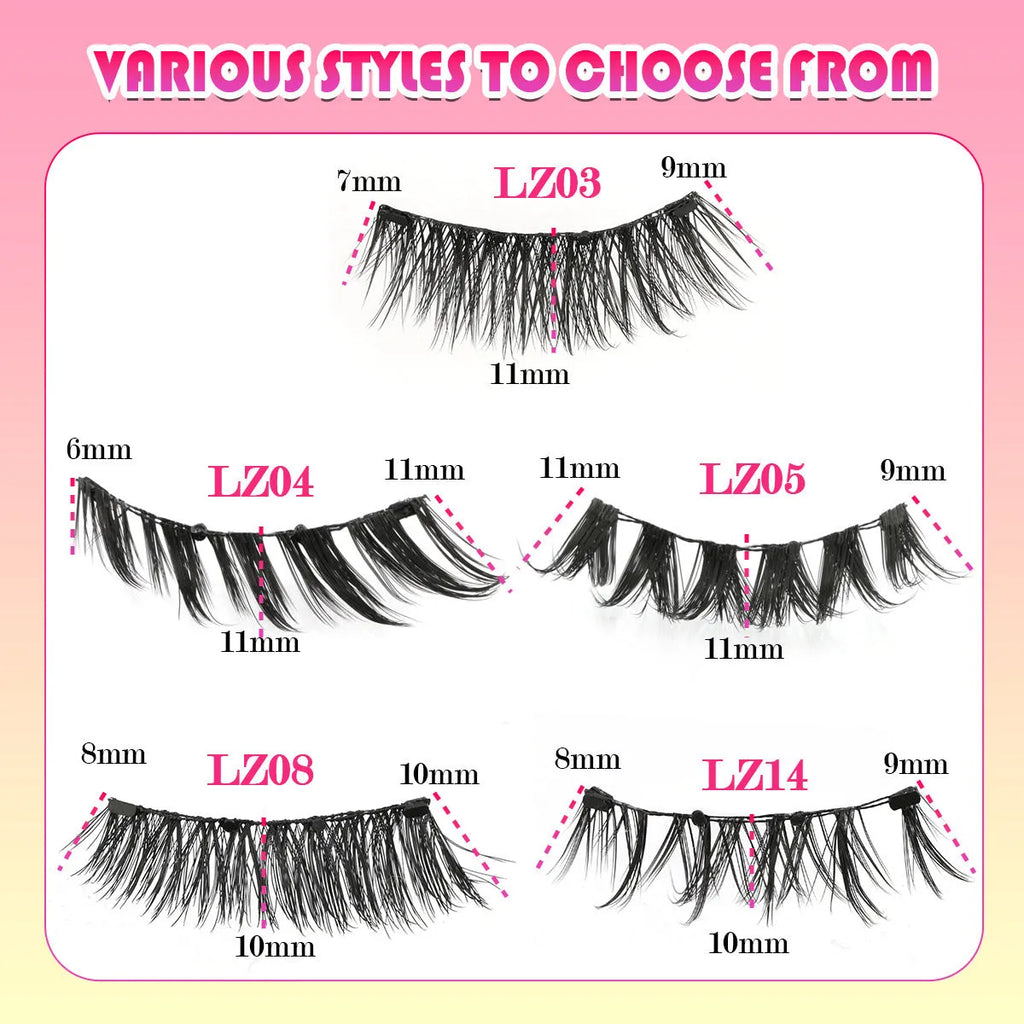 Reusable glue-free waterproof false eyelashes in natural thick style