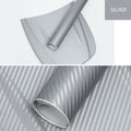 Carbon fibre pattern sticker roll showing eight colour options with 30x127 cm dimensions for car decoration