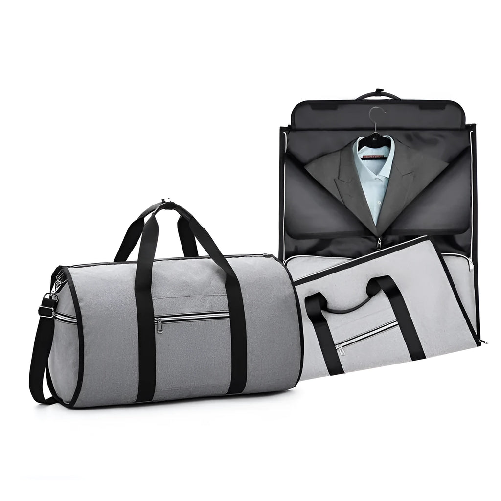 Cylinder-shaped travel bag in Oxford cloth with a zipper opening, shown in one of four colour options.