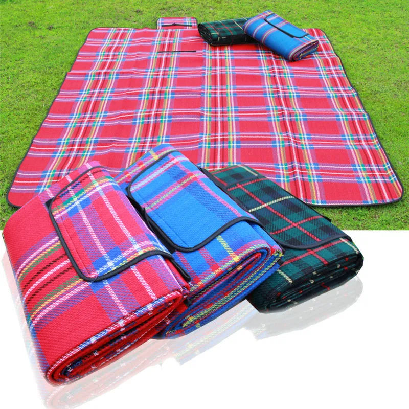Blue picnic mat 150x200cm fine cashmere and waterproof three-layer composite for outdoor use