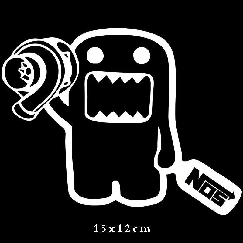 Creative PVC car sticker measuring 15x12cm in black and white colour options