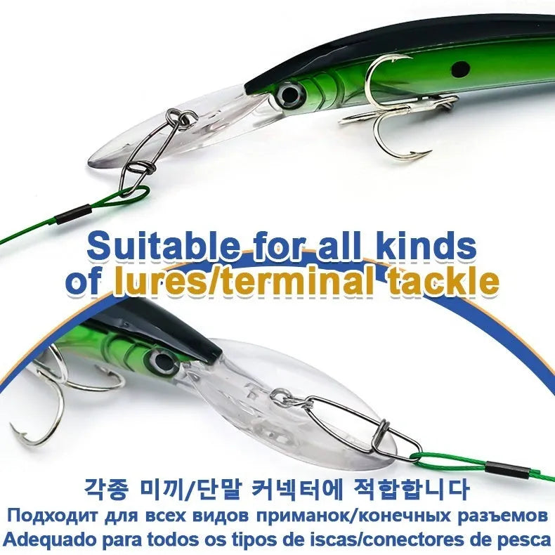 Anti-bite steel wire double buckle pin fishing gear accessories in green black red colours