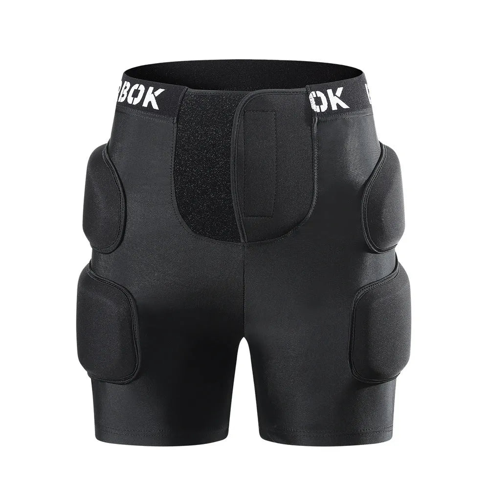 Black adult hip protection pants with NBR foam padding for roller skating and skateboarding