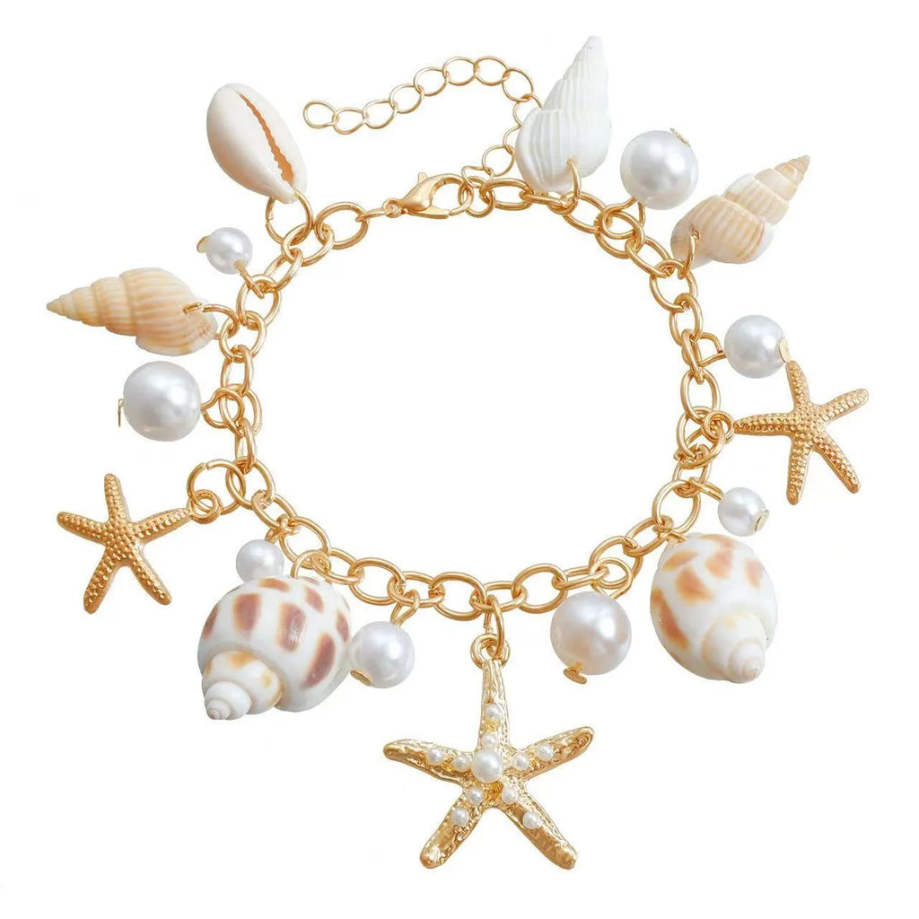 Women's alloy waist chain and matching bracelet set with star charms for summer beach wear