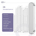 Four-piece metal acne needle set with ultra-fine pointed tips for blackhead removal