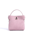 Women's mini messenger bag in matte cowhide with lock closure and bucket shape