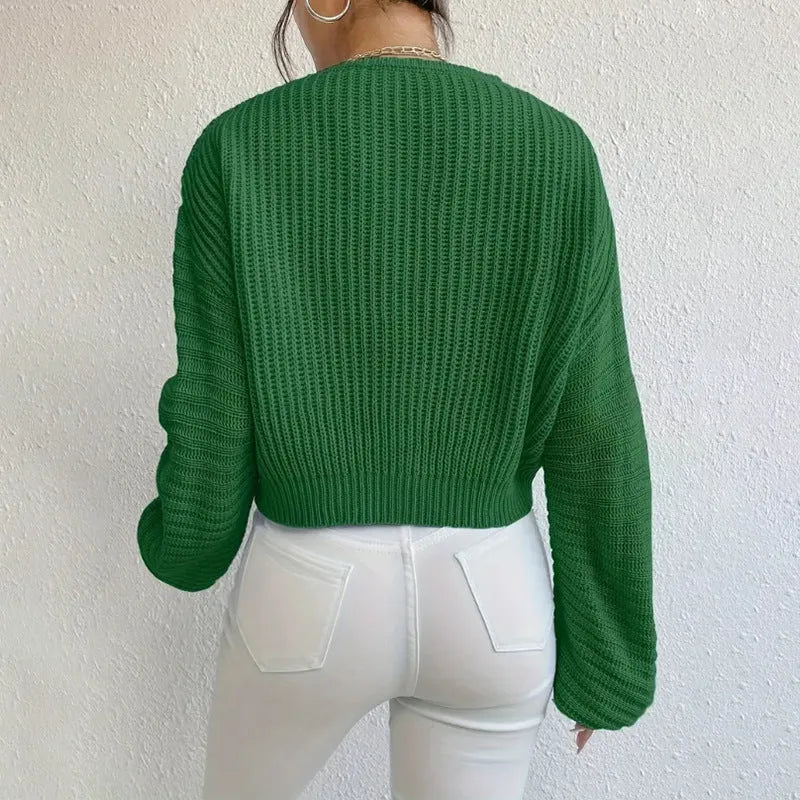 Women's solid colour long sleeve polyester pullover top in loose casual fit