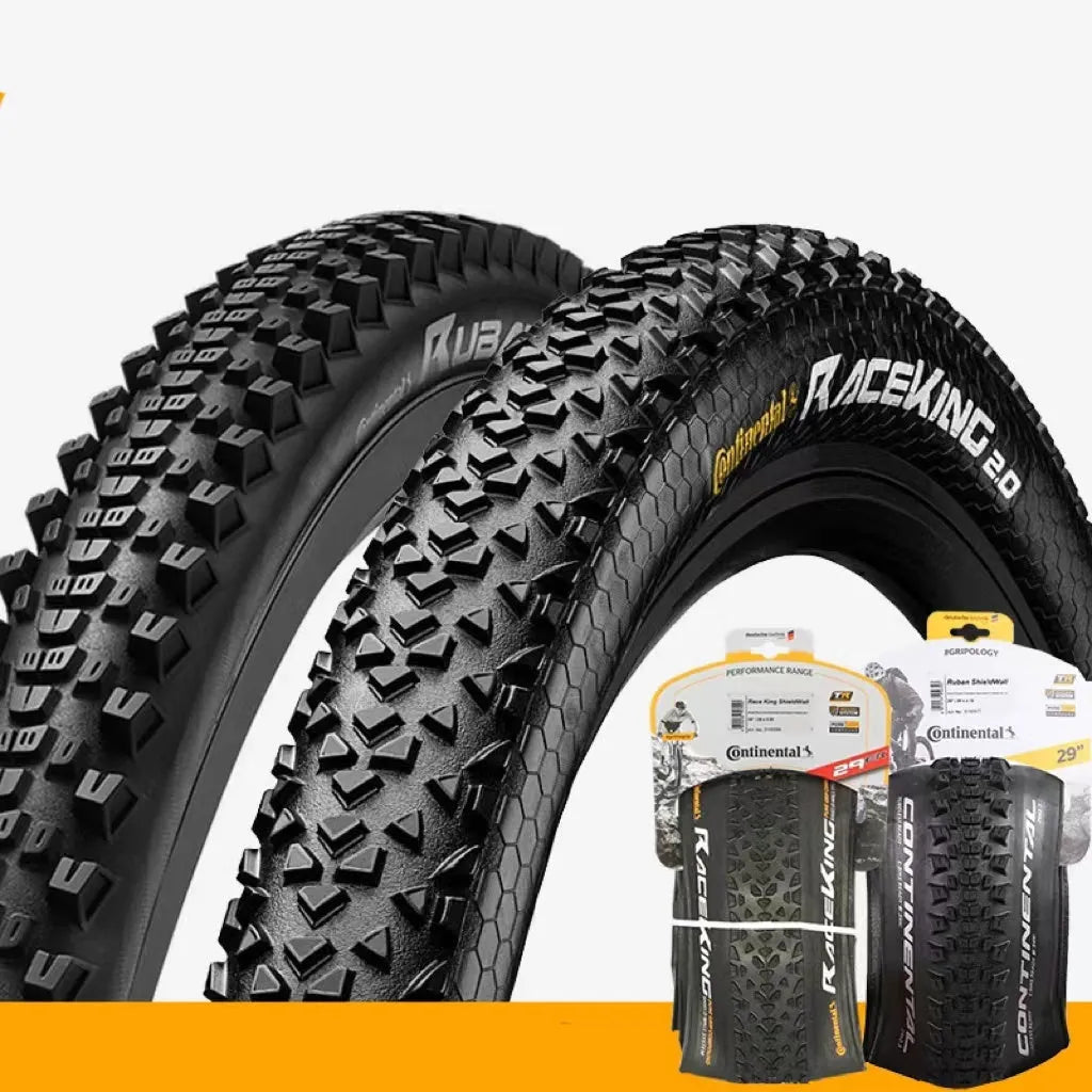 Mountain bike tyre showing yellow sidewall, available in multiple wheel sizes for off-road cycling.