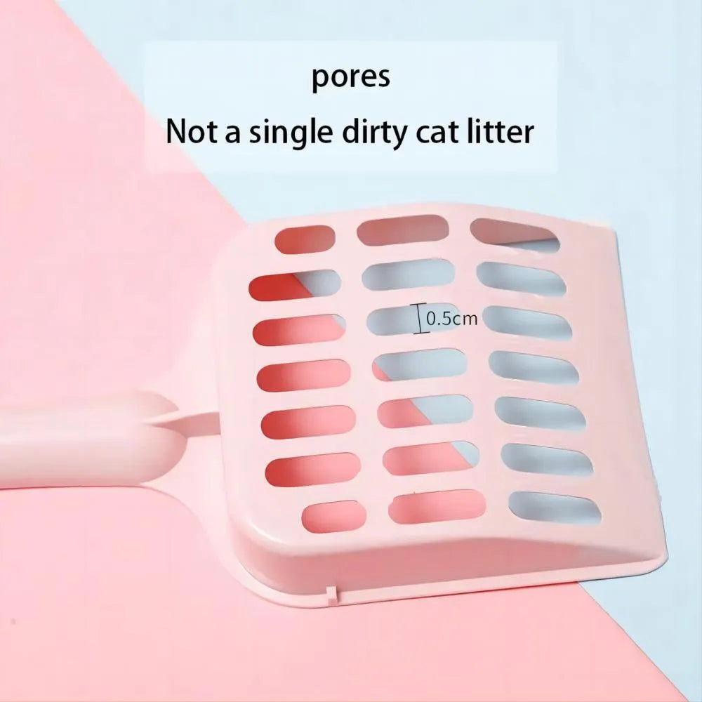 Blue plastic cat litter scoop tool on a white background.