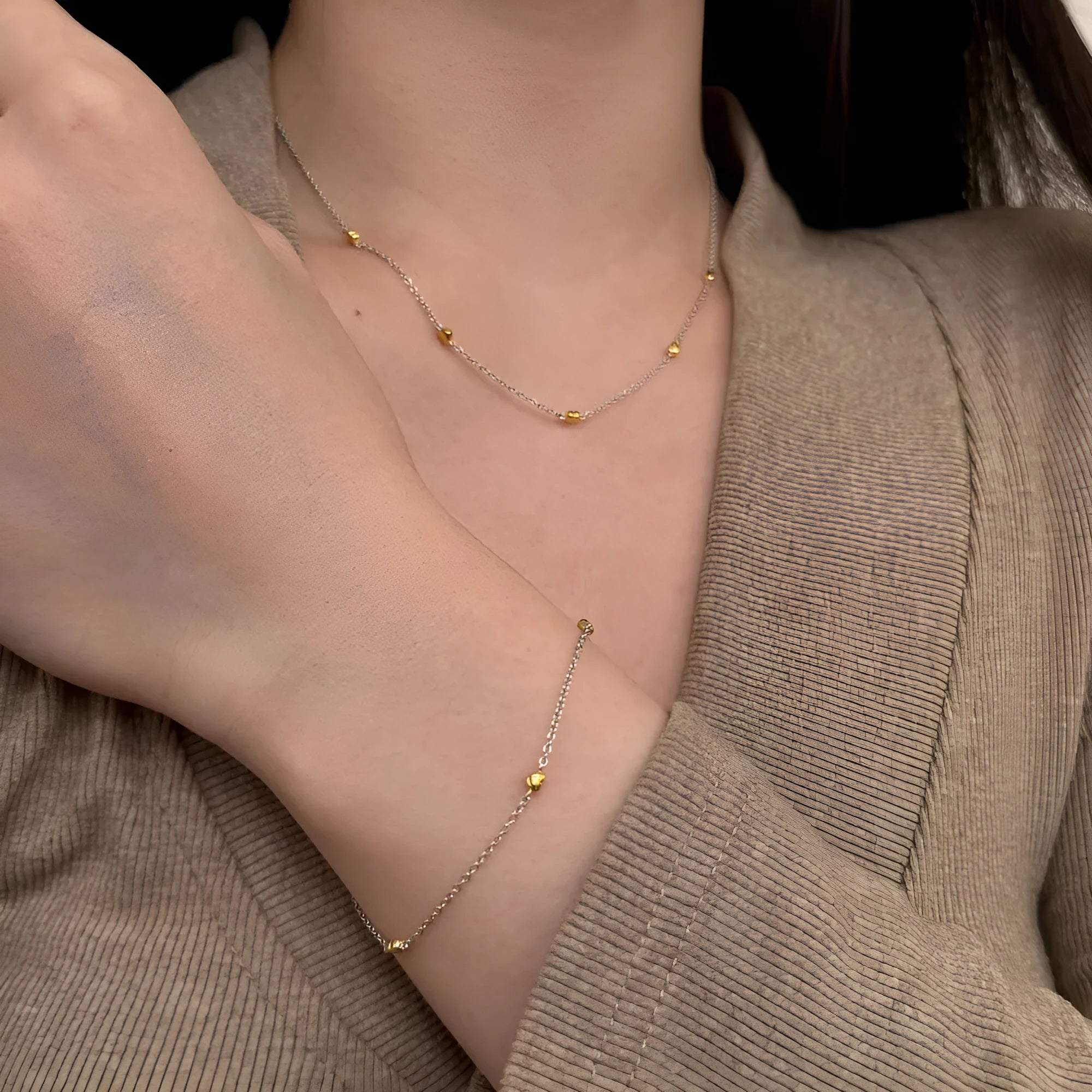 925 silver necklace and bracelet set for women with electroplated platinum finish