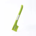 Long green pet feeding spoon with right-angle head for scooping canned dog or cat food