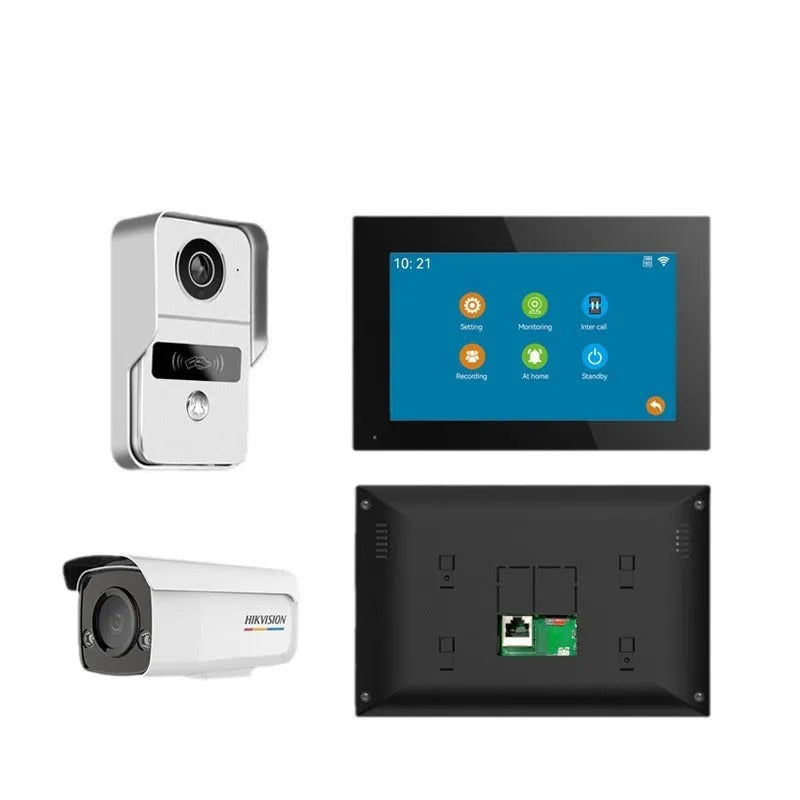 10-inch video intercom doorbell with outdoor camera unit and indoor display monitor