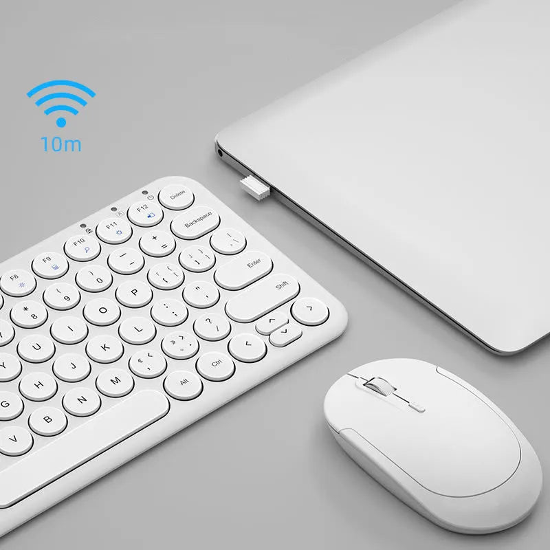 Ultra-thin wireless keyboard and mouse set in white colour with USB receiver