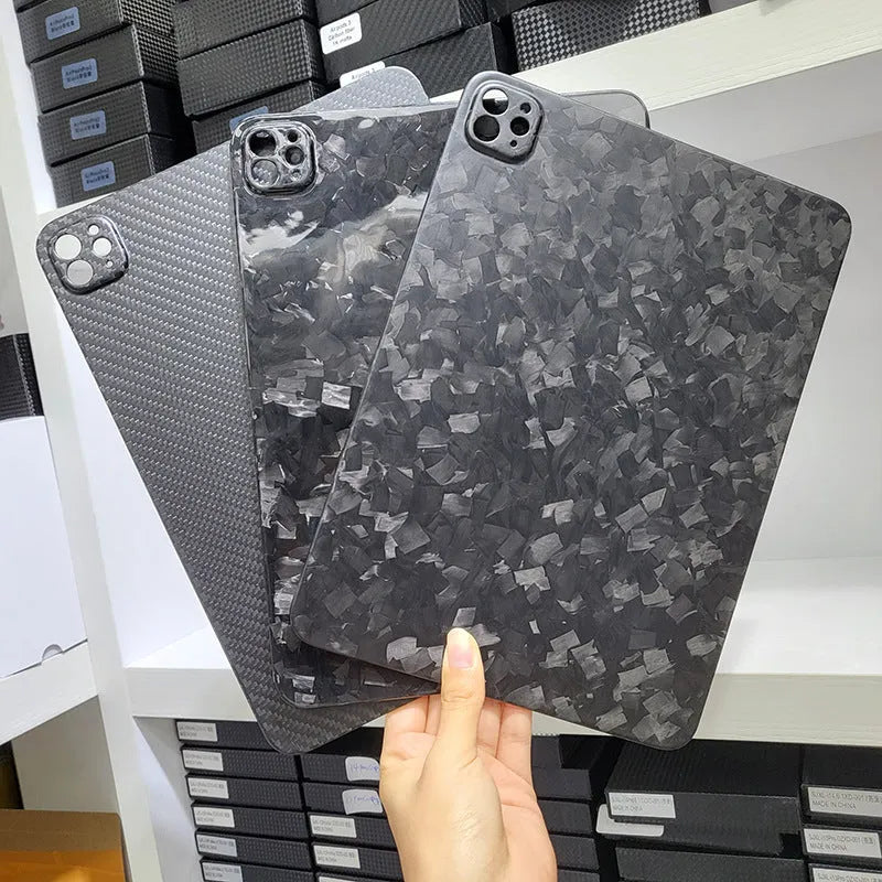 Carbon fibre flat protective hard case for Apple iPad Pro 11-inch tablet in forged finish