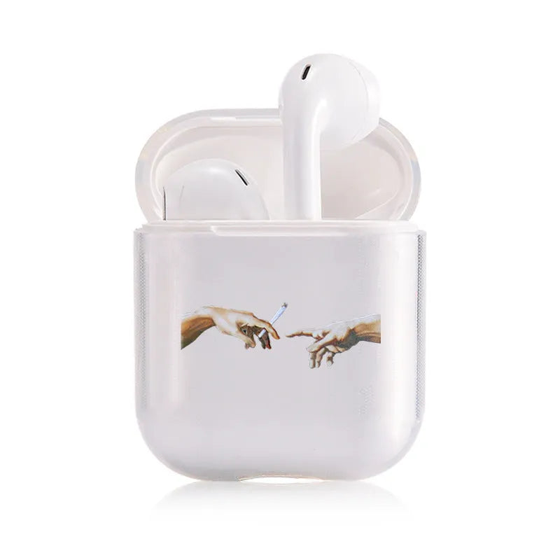 Transparent plastic protective case cover for Apple AirPods and AirPods Pro.