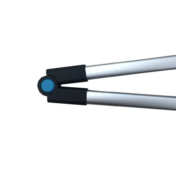Blue foldable portable pick-up tool with extended aluminium handle and TPR handgrip.
