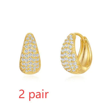 Brass diamond earclip earrings with electroplated golden finish and geometric design