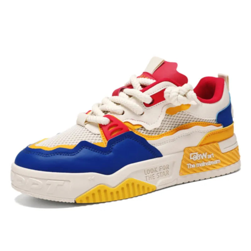 Men's board shoes with rubber soles in low-top design, showing colour-matching pattern on upper
