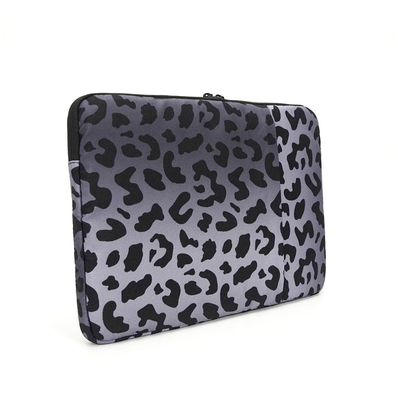 Leopard print laptop sleeve with anti-shock flannel lining for 13-inch to 16-inch laptops