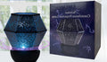 Children's rotating stars LED night light projecting three-colour starlight patterns on a bedroom ceiling
