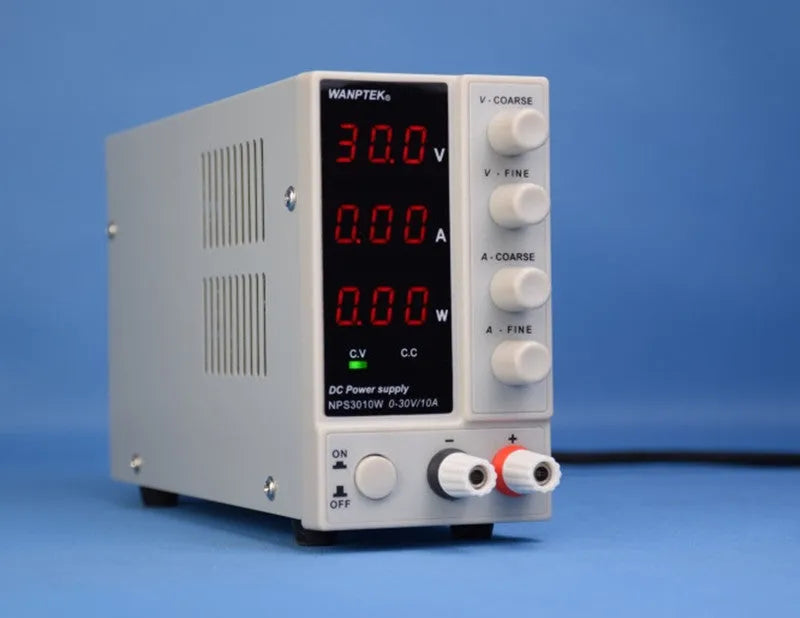 White adjustable DC power supply for mobile phone and notebook repair with digital displays