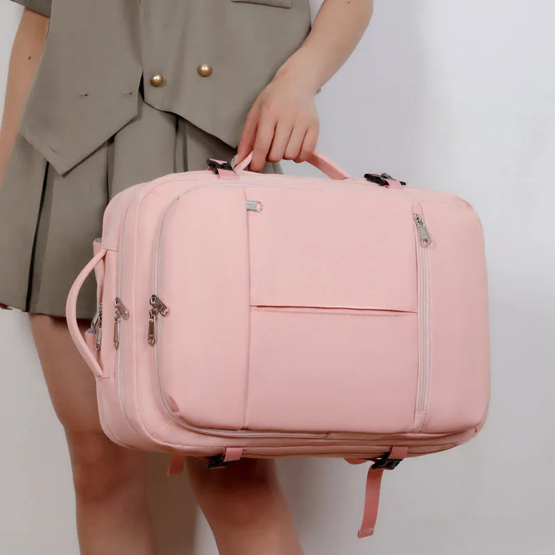Large waterproof Oxford cloth backpack for 15.6 inch laptops, shown in multiple colours.