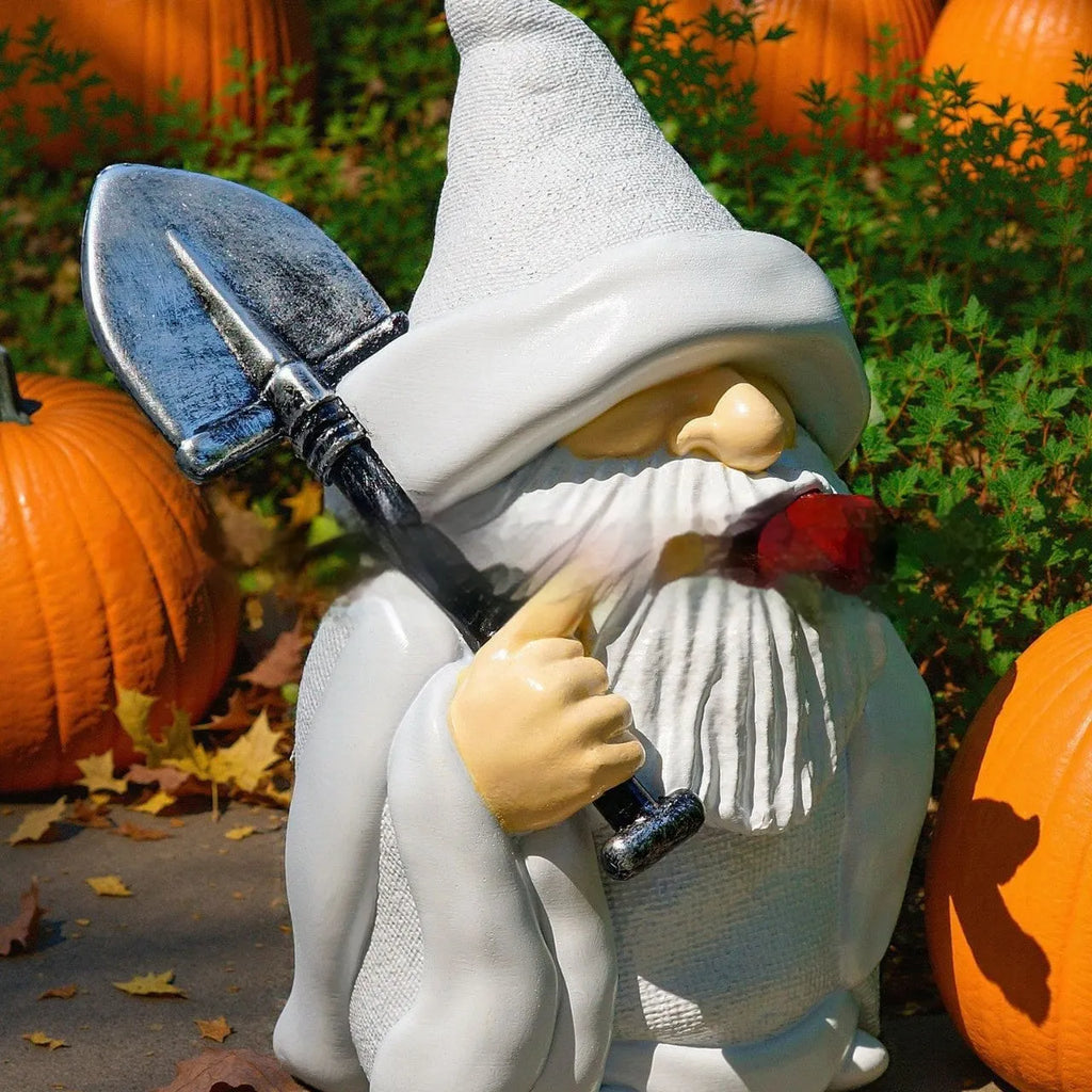 Christmas garden ornament featuring smoking shovel dwarf resin craft decoration