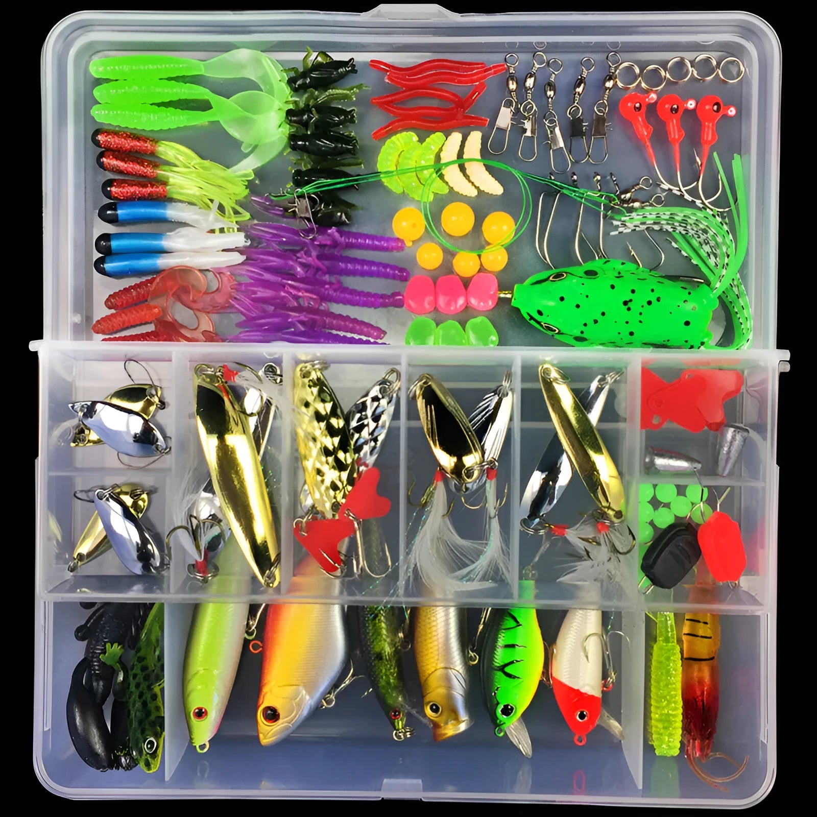 Junior entry-level fishing lure suit set in a PP plastic storage box.