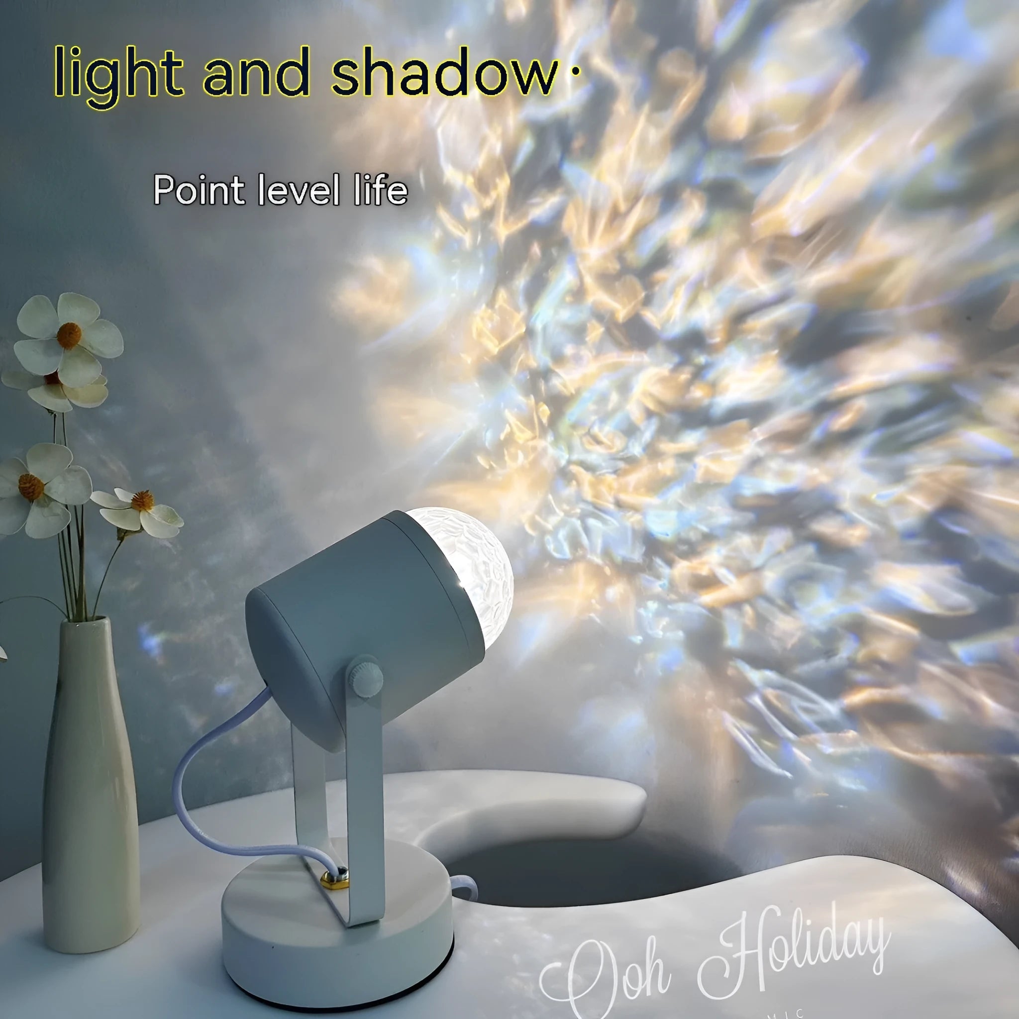 Dynamic water ripple ambience table lamp in ceiling or desktop configuration styles