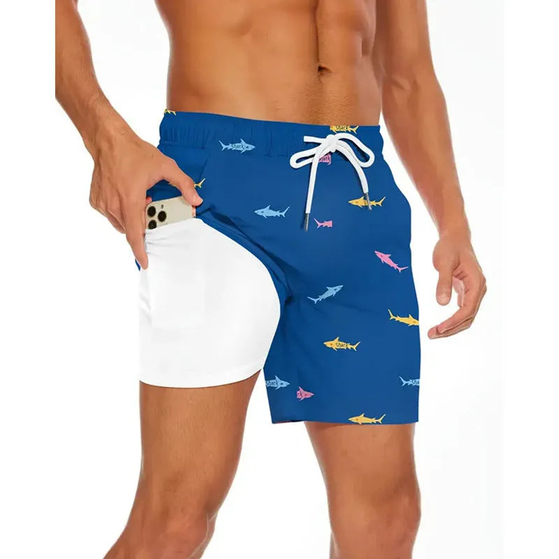 Men's loose fit polyester beach trousers in various colours with plus size options