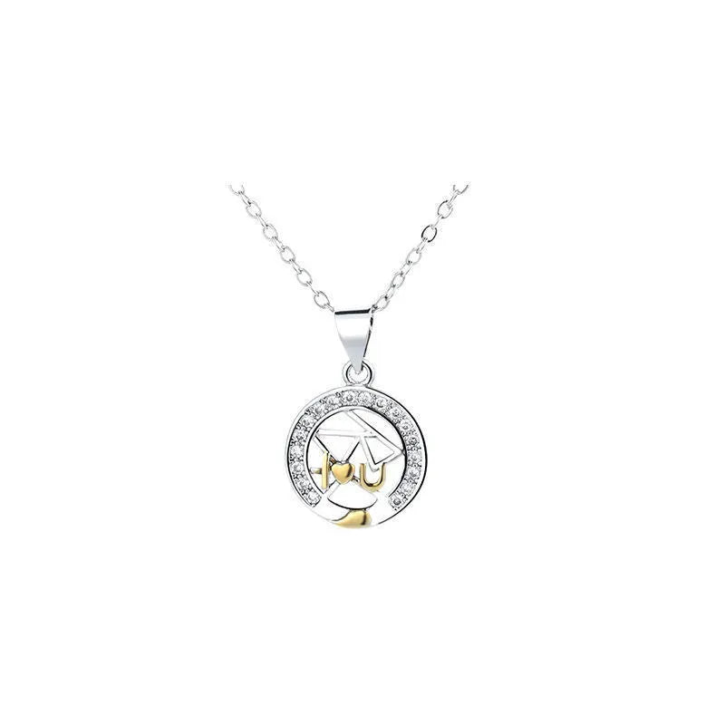 Sun moon couple necklace set with copper electroplated pendants on cross chains