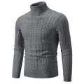Men's slim fit chenille turtleneck pullover sweater in beige colour