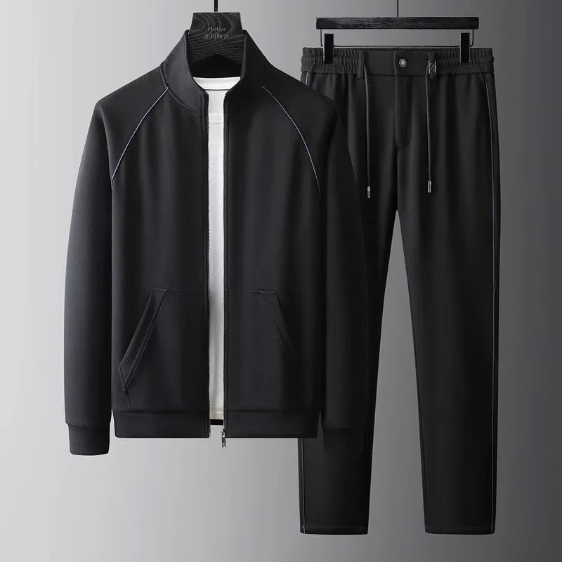 Men's stand collar casual sports suit in polyvinyl alcohol fibre with slim fit styling and long sleeves