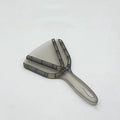 Red plastic can opener with an adjustable telescopic bottle opener extended, showing non-slip handle texture.