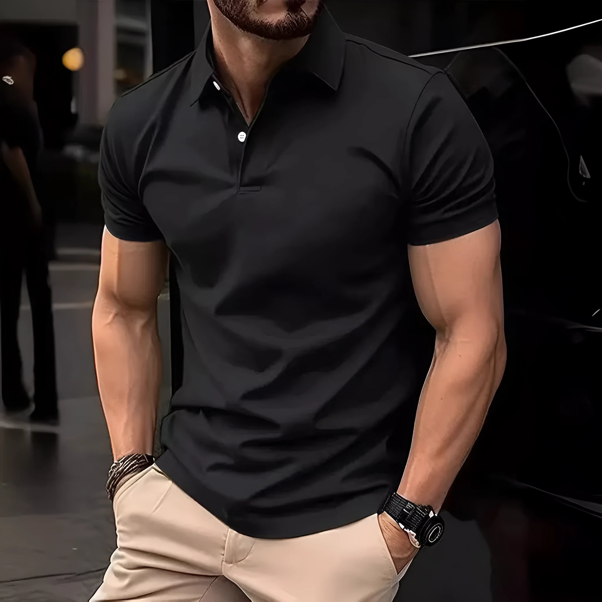 Men's slim fit cotton mix short sleeve button shirt in solid colours