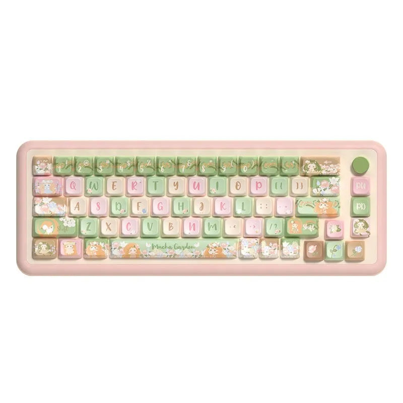 Mu Xia Garden mechanical keyboard key caps in Summer Garden colour with sublimation printing